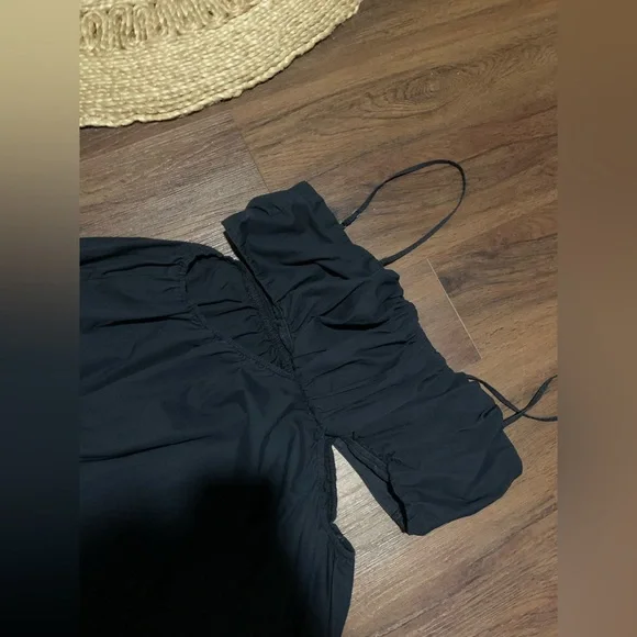 Abercrombie and Fitch black cotton maxi cut out dress casual fall formal boho XL - Picture 4 of 5